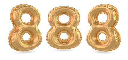 Number 8. Digital sign. Inflatable gold balloon on background. 3D renderingの写真素材