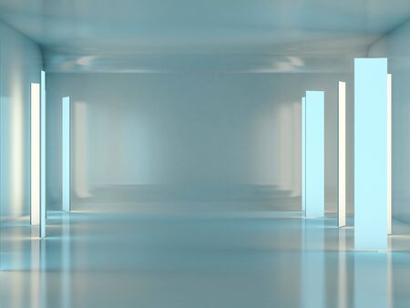 Abstract modern architecture background, empty open space interior. 3D renderingの写真素材