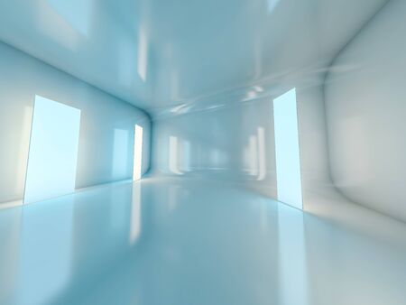 Abstract modern architecture background, empty open space interior. 3D renderingの写真素材