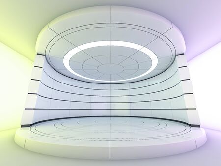 Abstract modern architecture background, empty open space interior. 3D renderingの写真素材