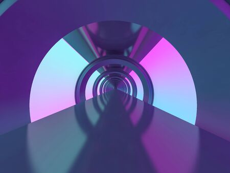 Abstract modern architecture background, empty open space interior. 3D renderingの写真素材
