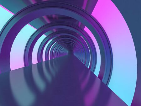 Abstract modern architecture background, empty open space interior. 3D renderingの写真素材