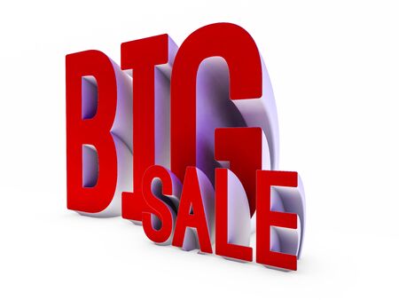 Seasonal sales background. Lettering of sale on white. 3D renderingの写真素材