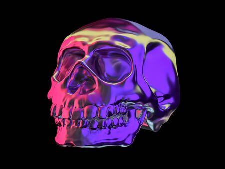 Abstract human skull on a black background. 3D renderingの写真素材