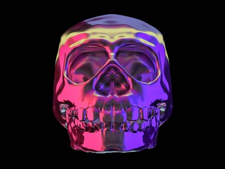 Abstract human skull on a black background. 3D renderingの写真素材