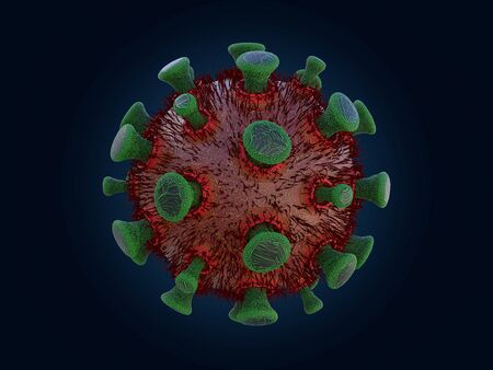 Covid-19. Pathogen respiratory coronavirus 2019-ncov flu. Pandemic risk concept. 3D renderingの写真素材