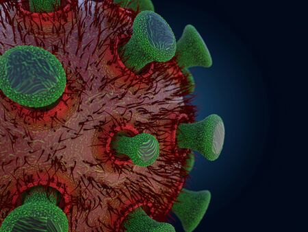 Covid-19. Pathogen respiratory coronavirus 2019-ncov flu. Pandemic risk concept. 3D renderingの写真素材