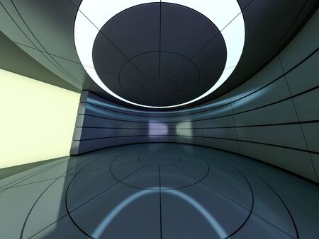 Abstract modern architecture background, empty open space interior. 3D renderingの写真素材