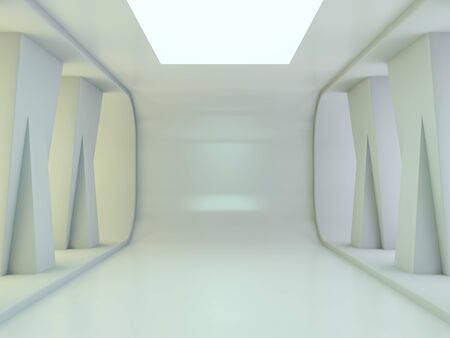 Abstract modern architecture background, empty open space interior. 3D renderingの写真素材