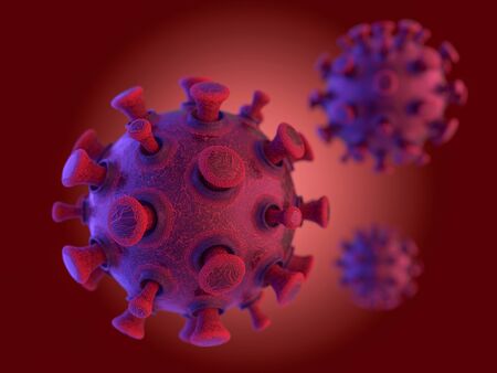 Covid-19. Pathogen respiratory coronavirus 2019-ncov flu. Pandemic risk concept. 3D renderingの写真素材