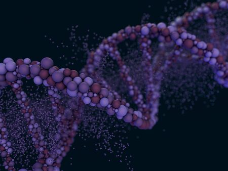 DNA chain. Abstract scientific background. Beautiful illustraion. Biotechnology, biochemistry, genetics and medicine concept. 3D renderingの写真素材
