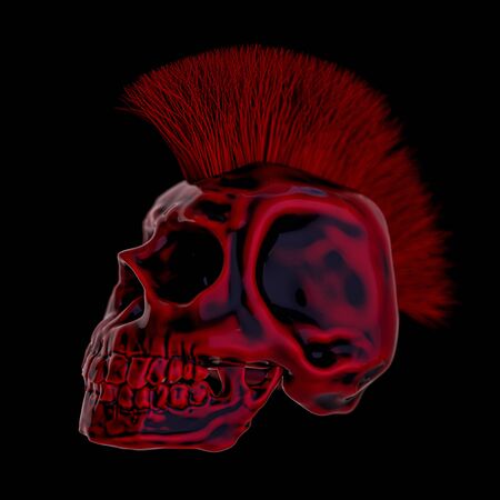 Abstract human skull on a black background. 3D renderingの写真素材