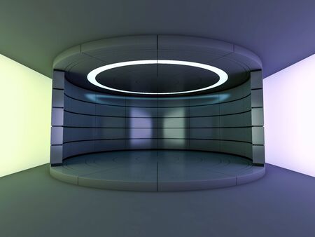 Abstract modern architecture background, empty open space interior. 3D renderingの写真素材
