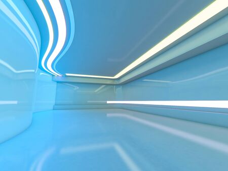 Abstract modern architecture background, empty open space interior. 3D renderingの写真素材