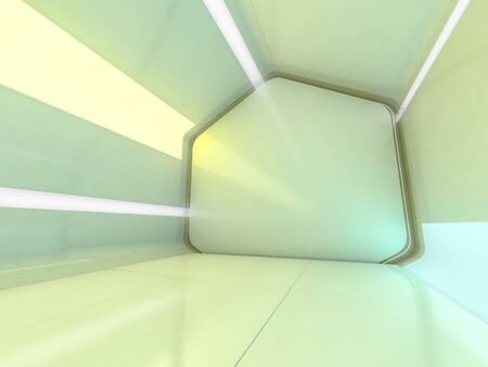 Abstract modern architecture background, empty open space interior. 3D renderingの写真素材