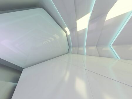 Abstract modern architecture background, empty open space interior. 3D renderingの写真素材