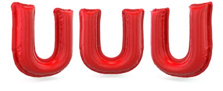 Capital letter U. Uppercase. Inflatable red balloon on background. 3D renderingの写真素材