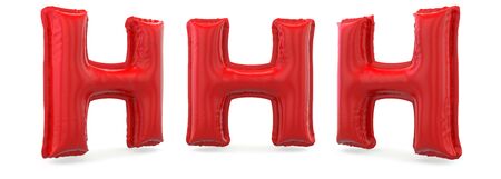 Capital letter H. Uppercase. Inflatable red balloon on background. 3D renderingの写真素材