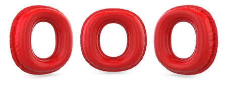 Capital letter O. Uppercase. Inflatable red balloon on background. 3D renderingの写真素材