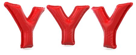 Capital letter Y. Uppercase. Inflatable red balloon on background. 3D renderingの写真素材