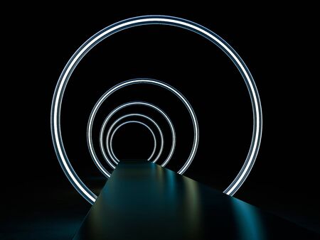 Neon abstract background of lines. 3D renderingの写真素材
