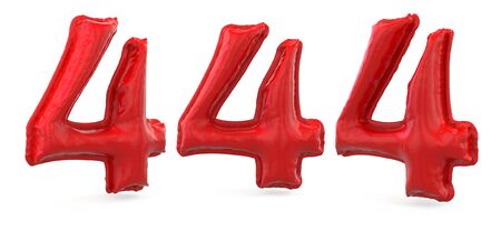 Number 4. Digital sign. Inflatable red balloon on background. 3D renderingの写真素材