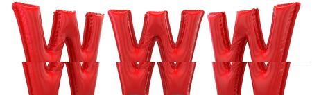 Capital letter W. Uppercase. Inflatable red balloon on background. 3D rendering