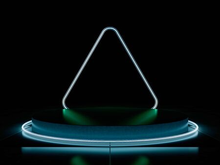 Neon abstract background of lines. 3D renderingの写真素材