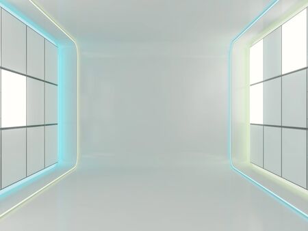 Abstract modern architecture background, empty open space interior. 3D renderingの写真素材