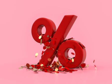 Seasonal sales background with percent discount pattern. Business illustration. 3D renderingの写真素材