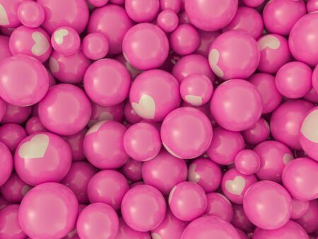 Ball with shape heart for valentines card. 3D renderingの写真素材