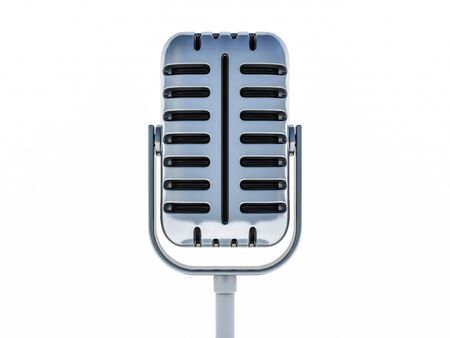 Vintage silver microphone isolated on white background. 3D renderingの写真素材