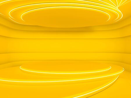 Abstract yellow modern architecture background, empty open space interior. 3D renderingの写真素材