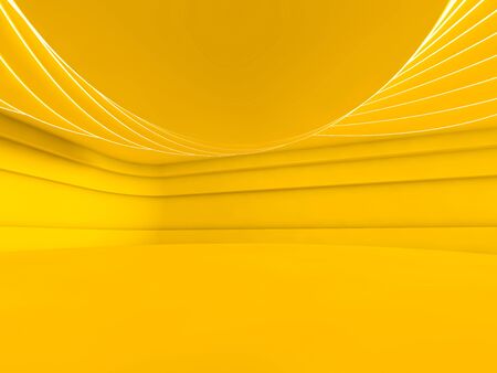 Abstract yellow modern architecture background, empty open space interior. 3D renderingの写真素材
