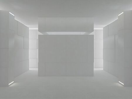 Abstract modern architecture background, empty open space interior. 3D renderingの写真素材