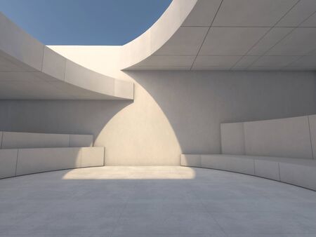 Abstract modern architecture background, empty open space interior. 3D renderingの写真素材