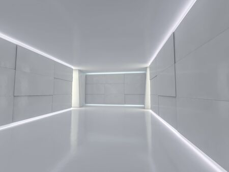 Abstract modern architecture background, empty open space interior. 3D renderingの写真素材
