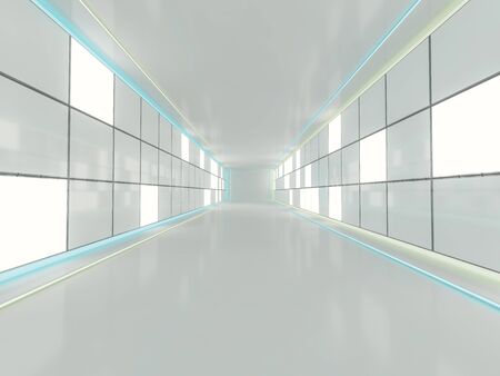 Abstract modern architecture background, empty open space interior. 3D renderingの写真素材