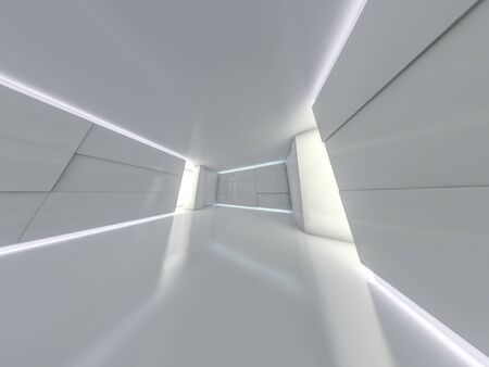 Abstract modern architecture background, empty open space interior. 3D renderingの写真素材