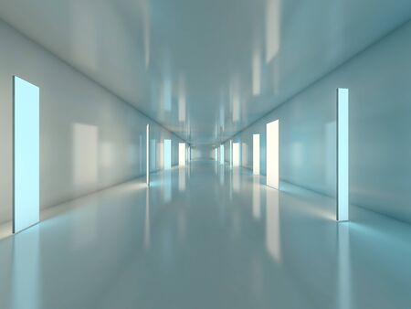 Abstract modern architecture background, empty open space interior. 3D renderingの写真素材