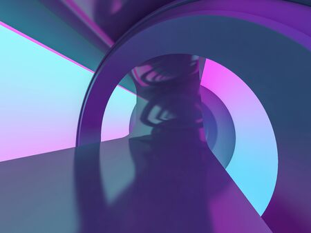 Abstract modern architecture background, empty open space interior. 3D renderingの写真素材
