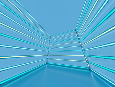 Neon abstract background of lines. 3D renderingの写真素材