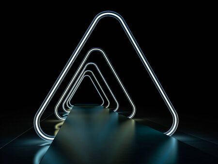 Neon abstract background of lines. 3D renderingの写真素材