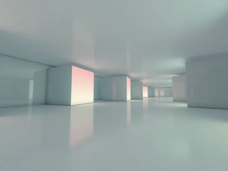 Abstract modern architecture background, empty open space interior. 3D renderingの写真素材