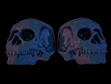 Abstract human skull on a black background. 3D renderingの写真素材