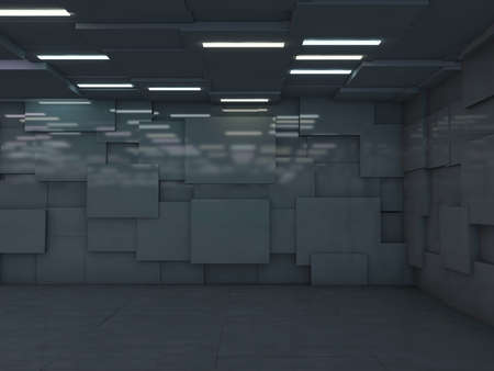 Abstract modern architecture background, empty open space interior. 3D renderingの写真素材