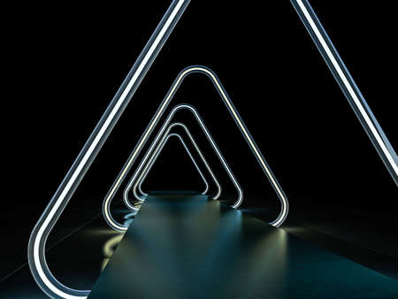 Neon abstract background of lines. 3D rendering