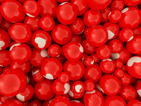 Ball with shape heart for valentines card. 3D renderingの写真素材