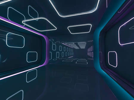 Abstract modern architecture background, empty open space interior. 3D rendering