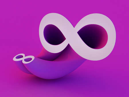Symbol of infinity art info. Combination of figure 8. Infinity concept icon. 3D renderingの写真素材